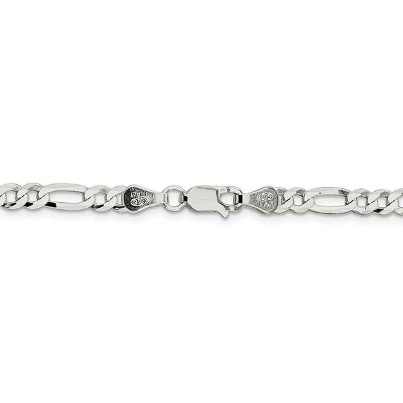 4.5mm Sterling Silver Flat Figaro Chain Necklace, 20 Inch - Picture 4 of 8